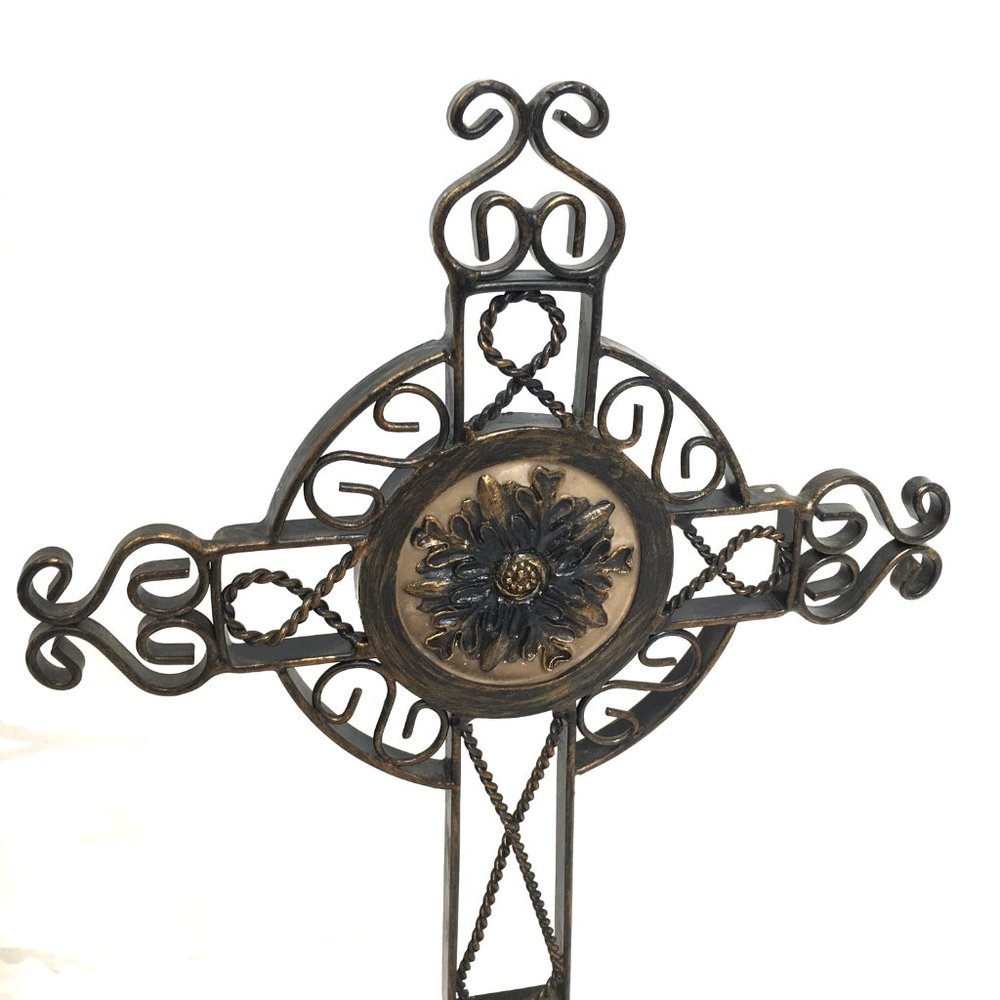 Standing Tabletop Metal Rustic Cross - Picture 5 of 11